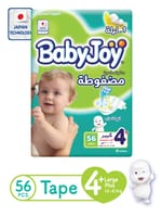 Babyjoy Compressed Diapers, Size 4+ 56Pc