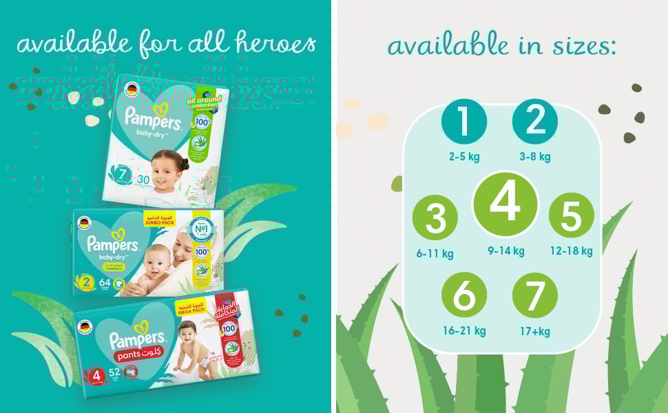Pampers Baby-Dry Diapers with Aloe Vera Size 7, +15 kg, 44 Diapers