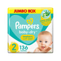 Pampers Baby-Dry Diapers, Size 2 (Newborn, 3-8Kg) 136Pc