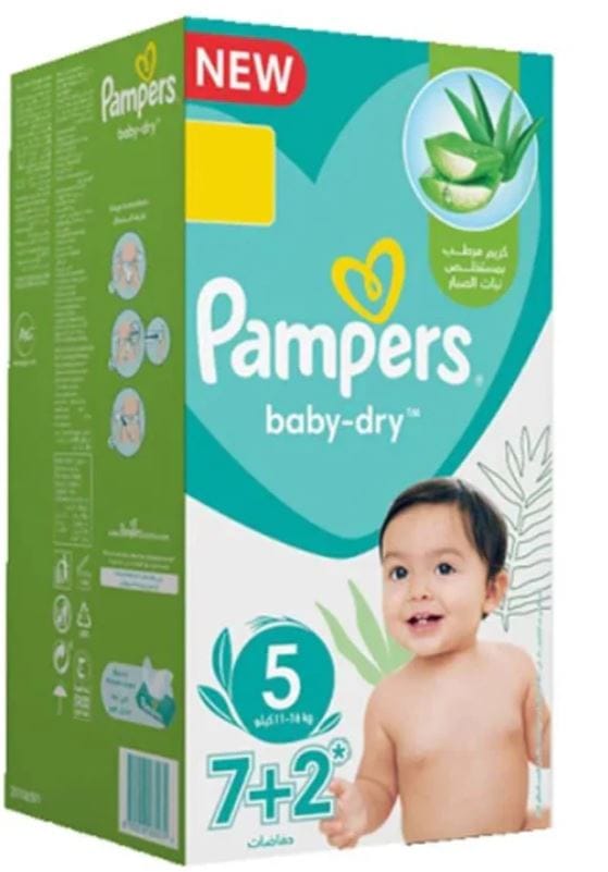 Pampers Rash Protection Taped Diapers, Size 5 (11-16Kg) 9Pc