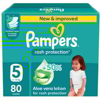 Pampers Rash Protection Taped Diapers, Size 5 (11-16Kg) 80Pc