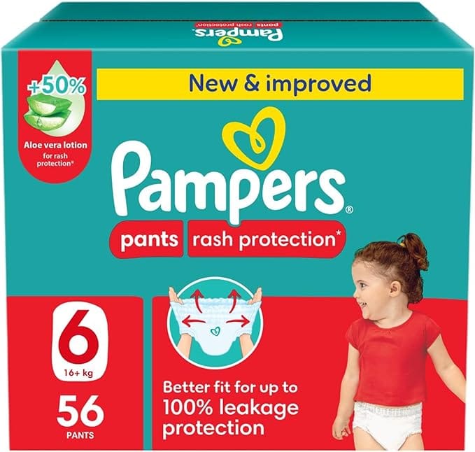 Pampers Rash Protection Pants, Size 6 (16+Kg) 56Pc