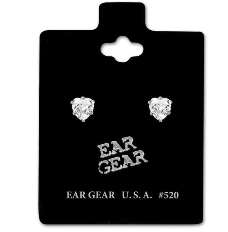 Ear Gear Silver 520 Heart Zirconia 5*5mm