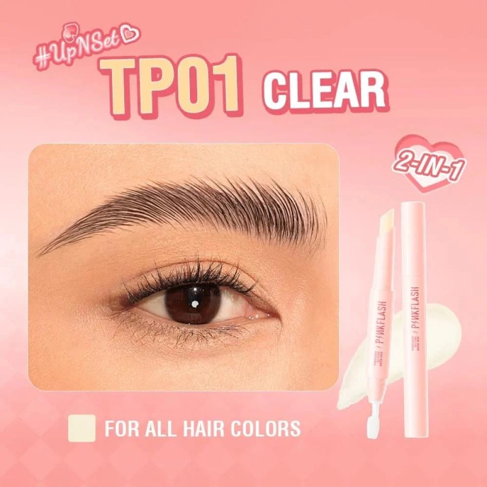 Pink Flash 2-in-1 Waterproof Eyebrow Wax with Brush - TP01 Clear