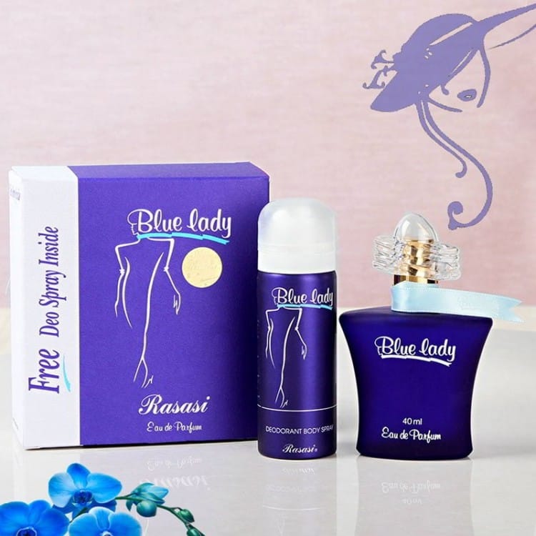 Rasasi Blue Lady For Women Eau De Parfum 40ml ‚ Free Deo Spray Inside 50ml