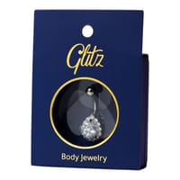 جليتز حلق بطن - فضي بالكريستال شكل قطرة