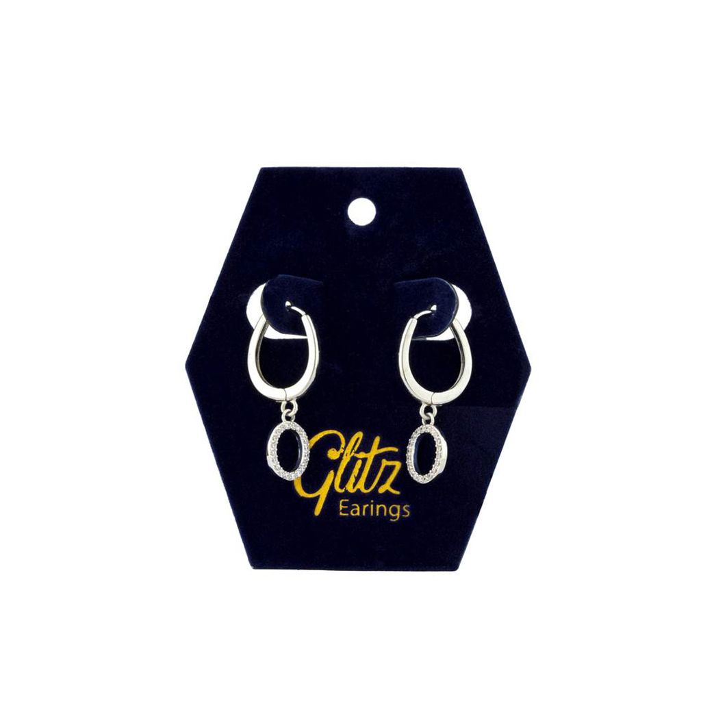 جليتز حلق أذن - فضة قلادة بيضاوي